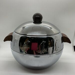 Vintage West Bend Penguin Ice Bucket with Wooden Handles